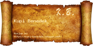 Kupi Benedek névjegykártya